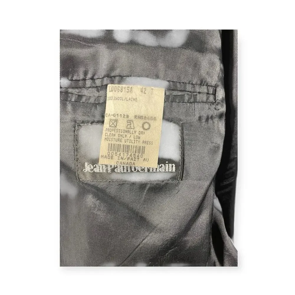 Jean Paul‎ Germain Gray Wool Tweed Herringbone Blazer 42 Regular Two-Button